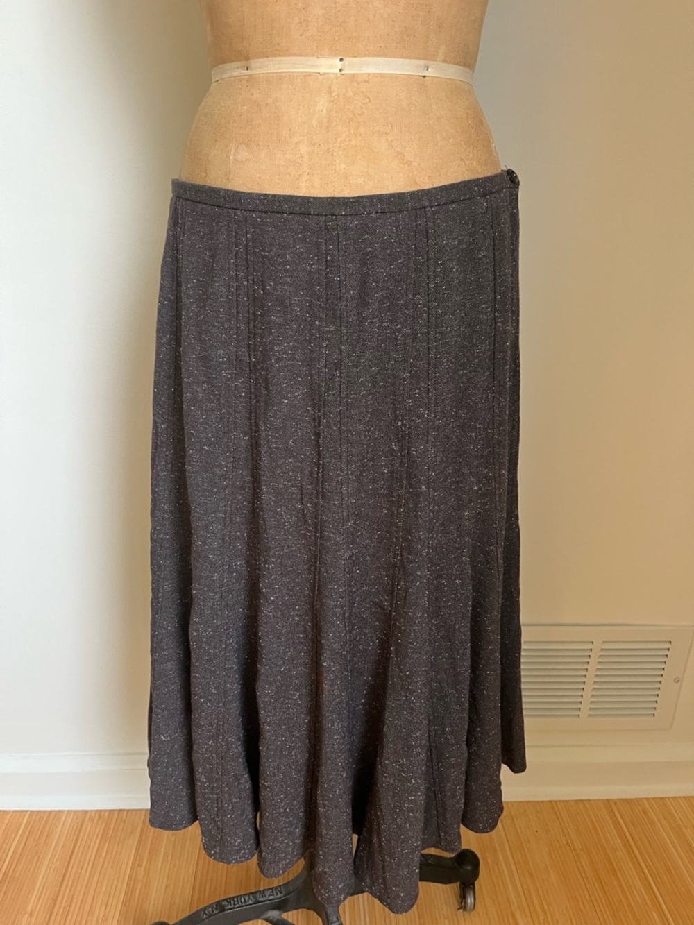 Larry Levine Dark Gray A-Line Midi Skirt